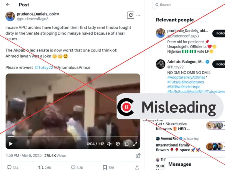 Video does not show Remi Tinubu fighting with Dino Melaye