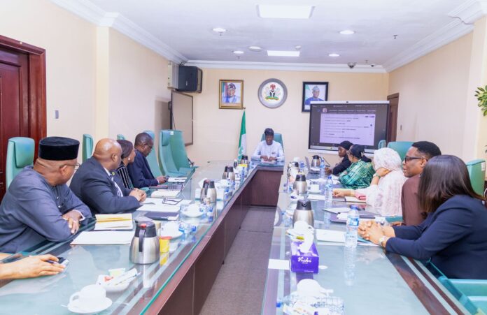 Minister of Finance Wale Edun and the members of the Technical Sub-Committee on the crude and refined product sales in naira initiative on Tuesday, April 8. Source: Ministry of Finance X handle