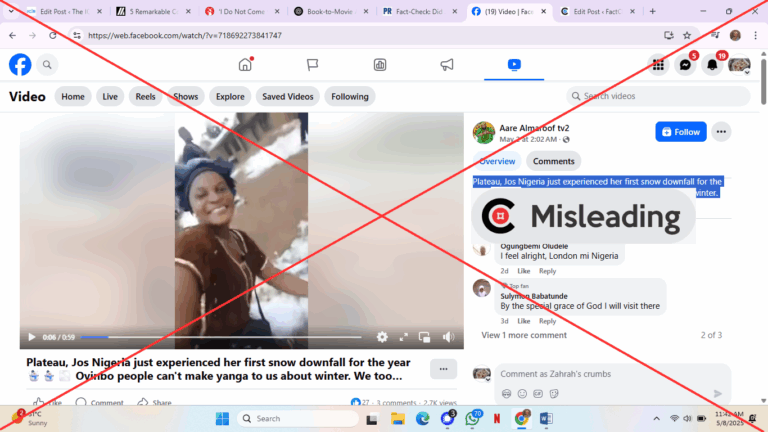 Video does not show snow in Jos