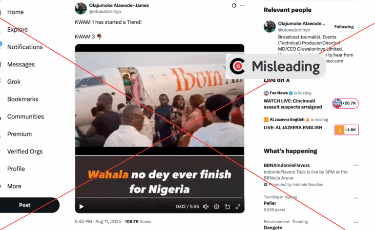 Old video of stranded Ibom Air passengers falsely tied to KWAM 1 controversy