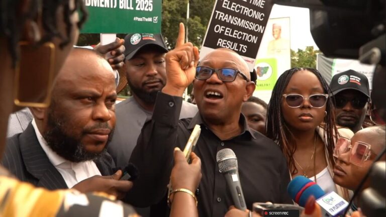 Obi, Fayose, Yesufu, others protest in Abuja, demand mandatory electronic transmission of election results