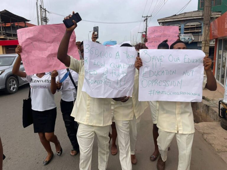 Nursing students protest after school hiked tuition by over 500%