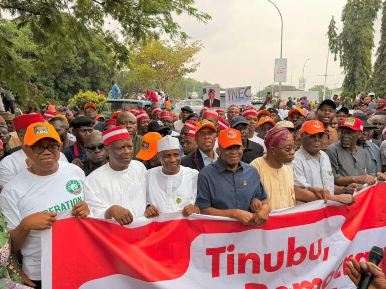 Atiku, Obi, Kwankwaso, other ADC leaders protest in Abuja