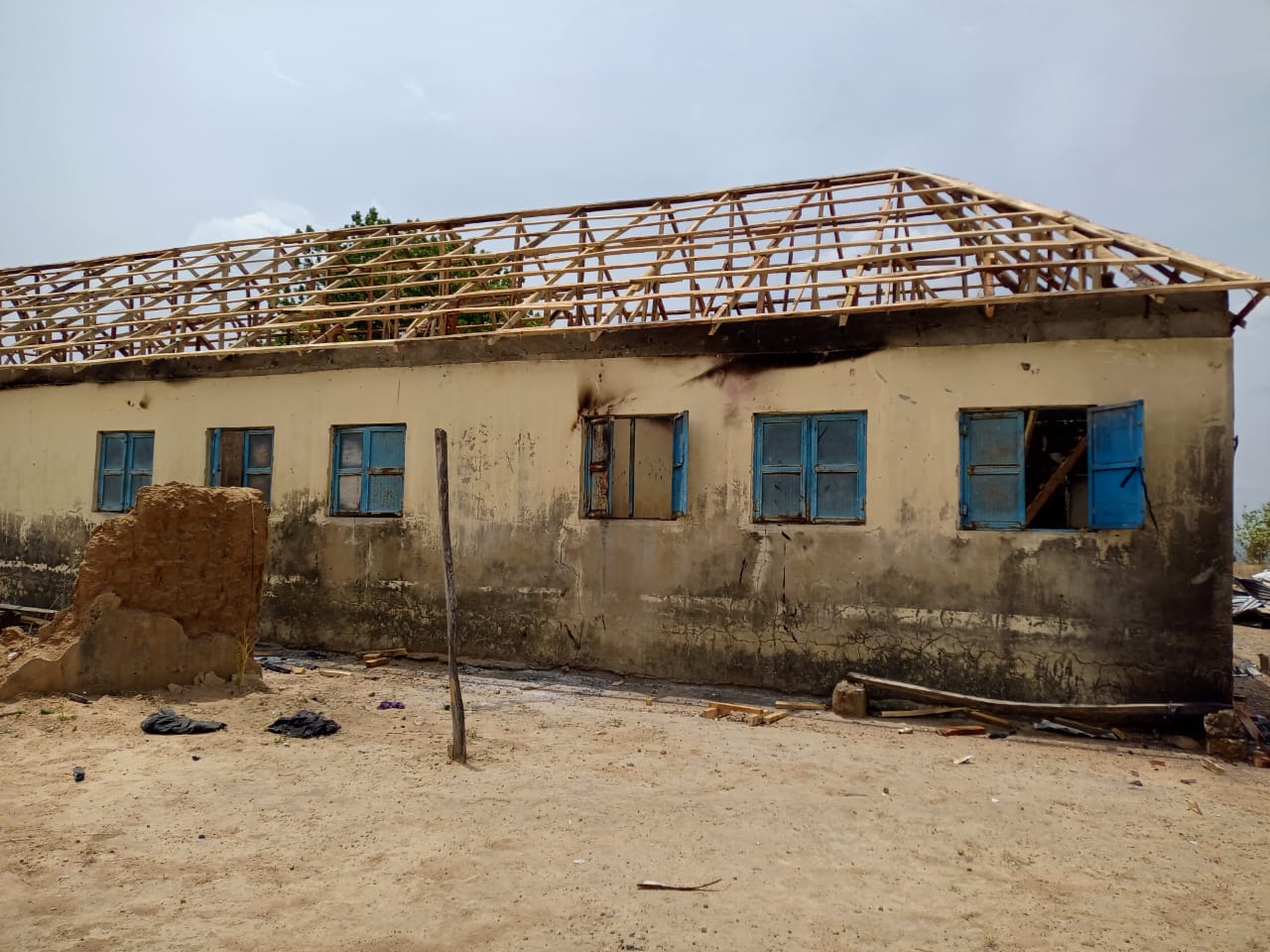 Back view of the SSS office overran by terrorists in Bagna