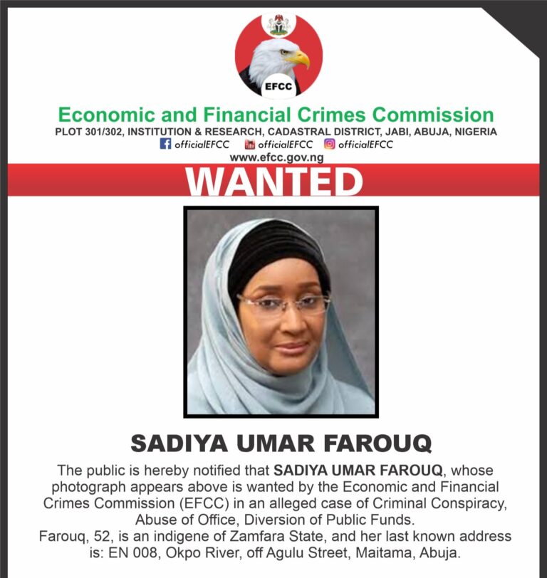 EFCC declares ex-minister Sadiya Umar wanted