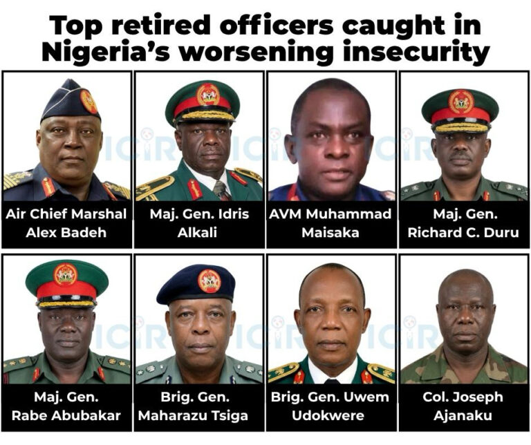 Ten retired officers caught in Nigeria’s worsening insecurity