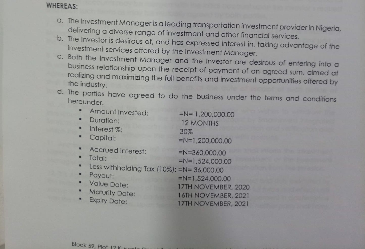 A screenshot of a part of the agreement. PC: Nanji Nandang/ICIR