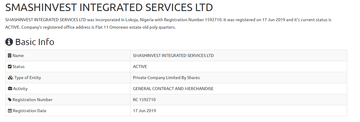 ICIR check on SmashInvest CAC registration. PC: Nanji Nandang/ICIR