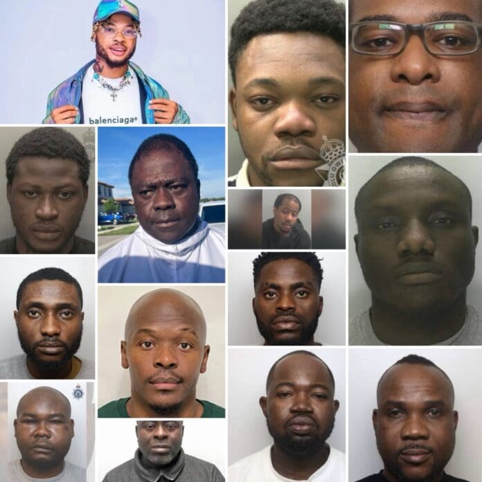 Photo collage of Nigerians prosecuted/convicted of sexual assaults in abroad