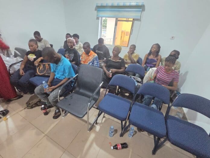 Abducted corps members receiving medical attention in Imo after their release. Photo: Arise TV