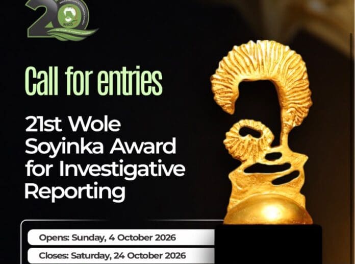 2026 Wole Soyinka Investigative Journalism Awards open for entries